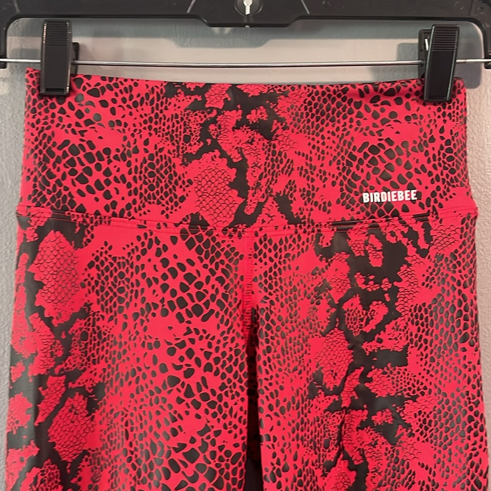 BIRDIEBEE Viper Red Snake Print Leggings Size XS - Picture 3 of 6